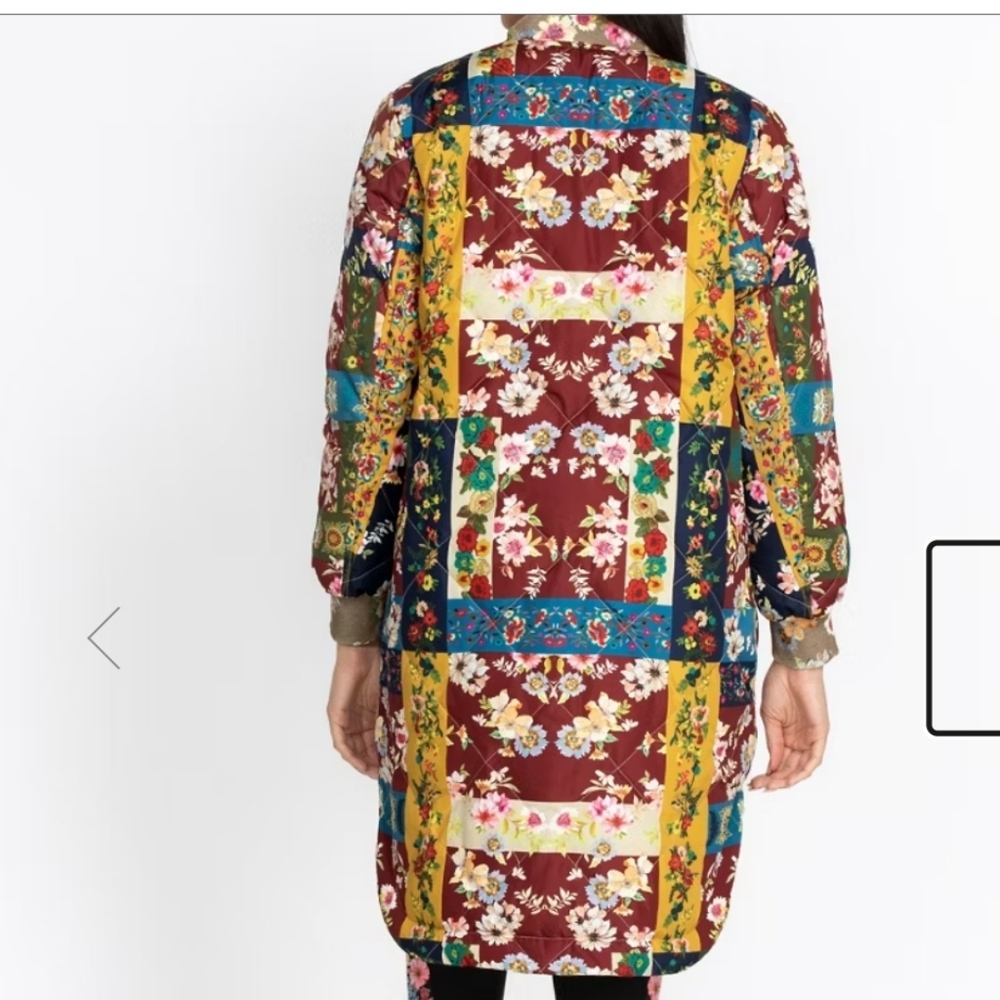 Halston Heritage Leopard Print Puffer Coat with Floral Accents